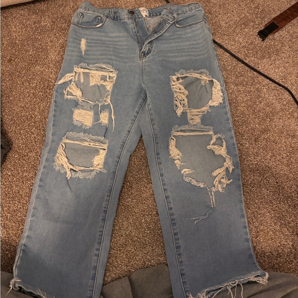 Ripped blue jeans